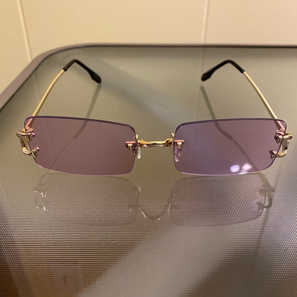 Modern Purple Claw Rectangular Sunglasses - image 3